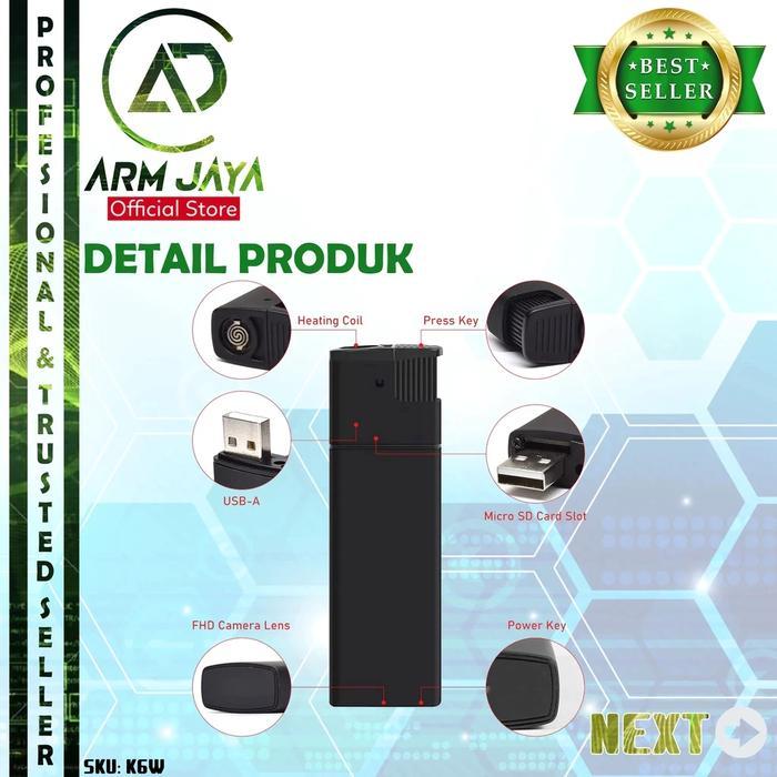 READY ARMJAYA K6 WiFi Lighter Camera Full HD 1080P Korek Elektrik Kamera Video Recorder APP Remote