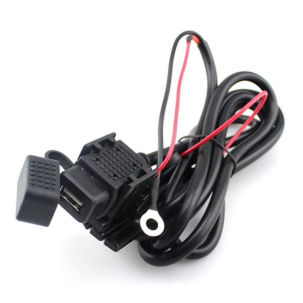 USB Charger Adapter with Inline Waterproof Motorcycle Handlebar Charger 5V 2.1A USB Motorcycle