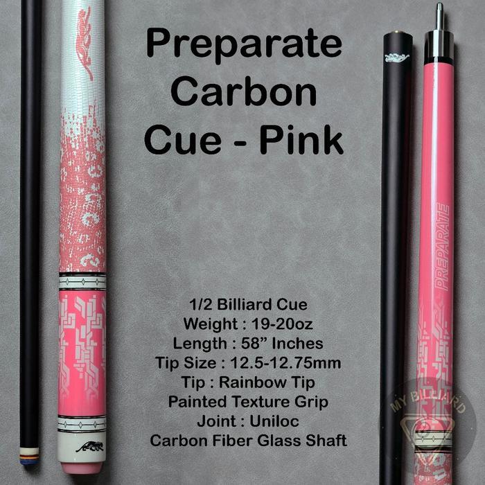 Carbon Cue Stick Billiard Preparate Pink Jaguar Cue Tip 12.5mm - Stik Billiard Pink Karbon