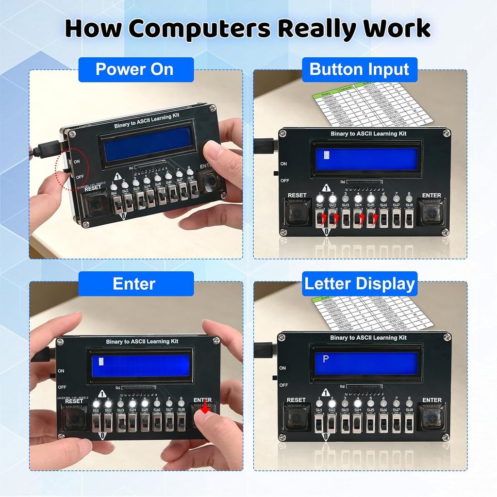 DIY Binary ASCII Code Transmitter Electronics Kit with LED Display Soldering ProjectKit STEM