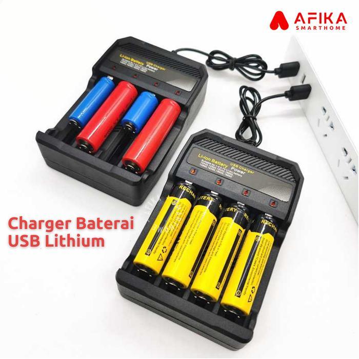 Charger Baterai Casan Batre 18650 18350 18500 4 Slot USB Power