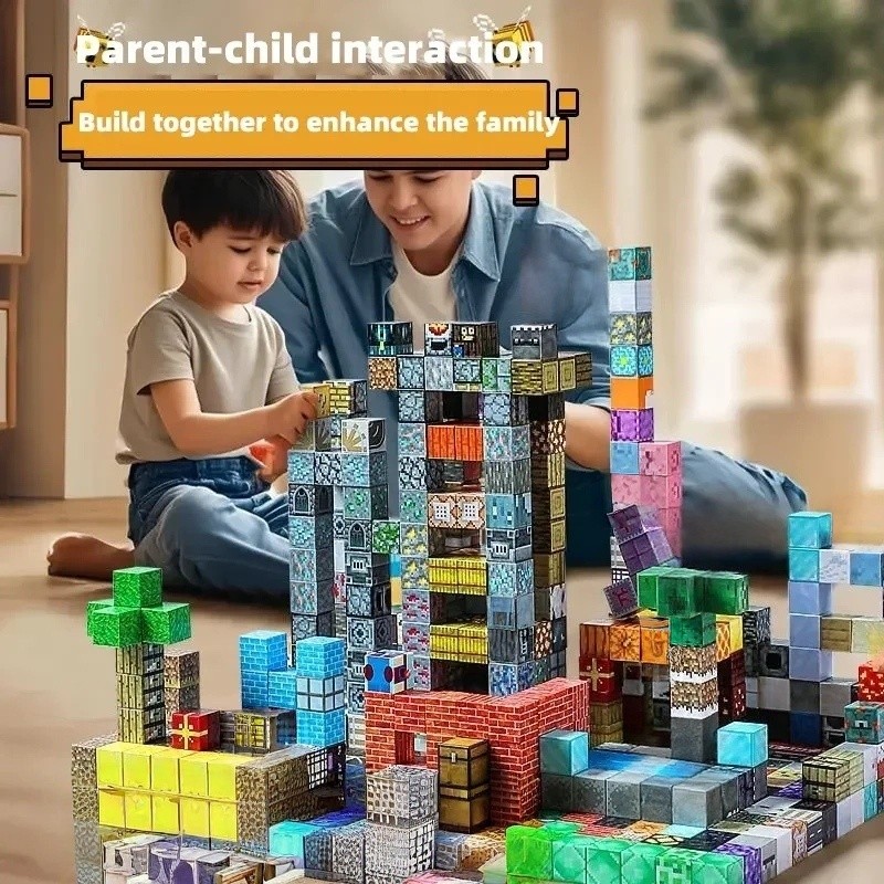 3D Magnetic Mine World Cube Building Magnet World Set Magnetic Building Pixel Cube World el thday