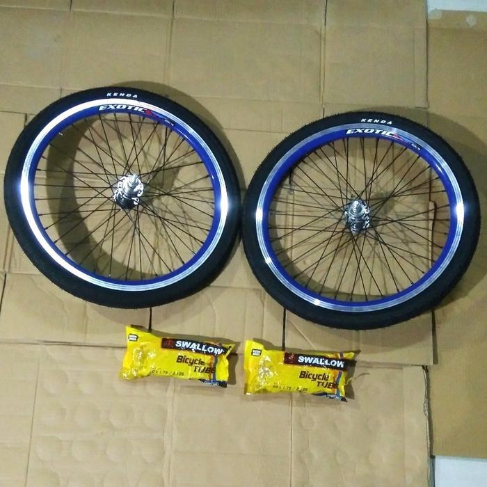 1 Set Ban Luar Dan Dalam + Velg Sudah Di Setel Sepeda 20 Inchi Seli Terbaru 