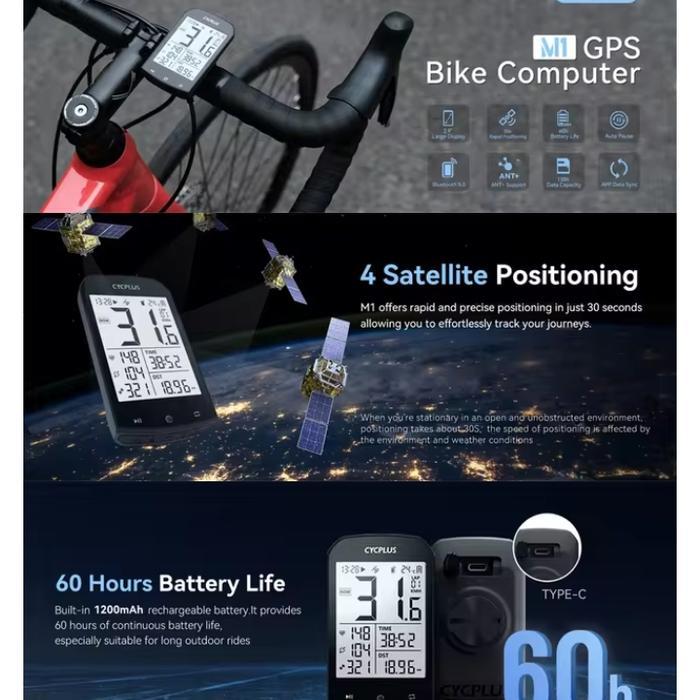 Kindemart- Speedometer Gps Sepeda Cycplus M1 Bike Computer Waterproof Original