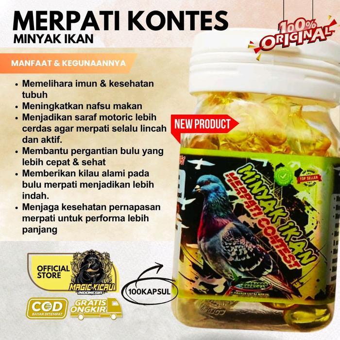 Merpati Kontes Minyak Ikan 100% Orinal 100 Kapsul Membantu Kesehatan & Performa Merpati