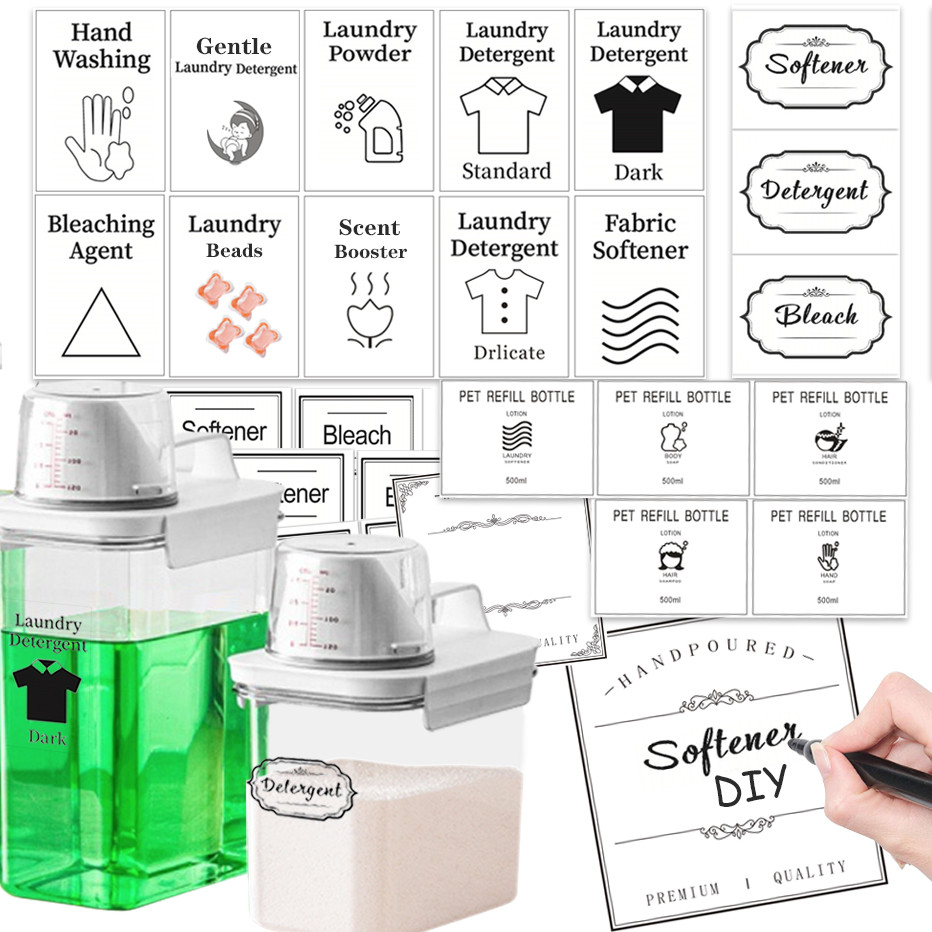Laundry Detergent Dispenser Label Soap Bottle Label Laundry Room Stickers Laundry Powder Fabric