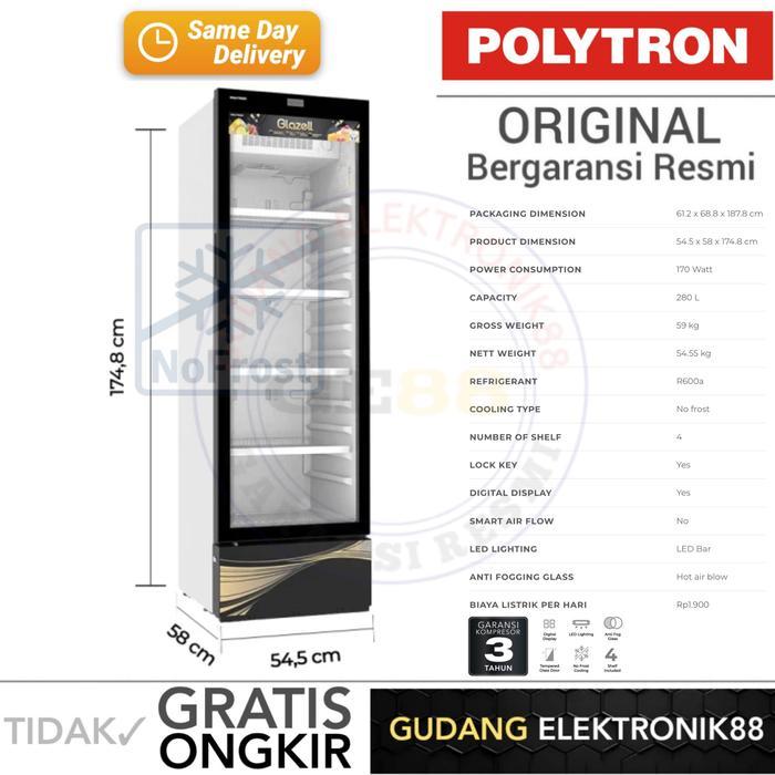 Showcase POLYTRON SCN-238X Chiller 280Liter SCN-188X SCN-187 SCN-237 sokes polytron Murah Promo Grat