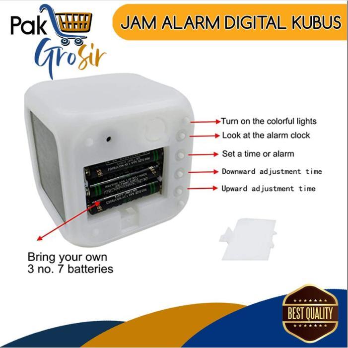 SALE PG Jam LED Meja Kubus Digital Alarm Berubah 7 warna Moody Clock Glowing