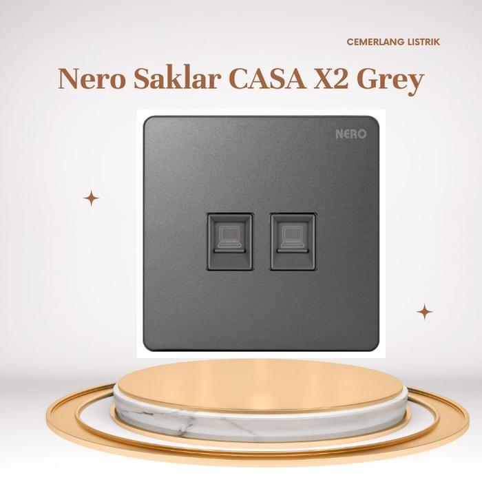 Saklar Data Cat5E 2 Gang Casa Grey - X2Pc2 -Gr
