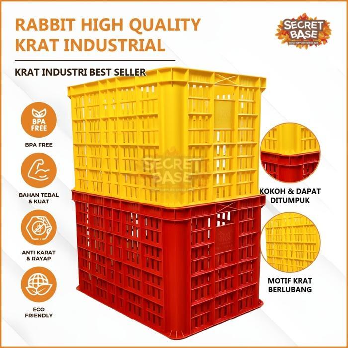Rabbit High Quality Krat Industrial - Keranjang Serbaguna / Krat Industri Tebal / Keranjang Buah