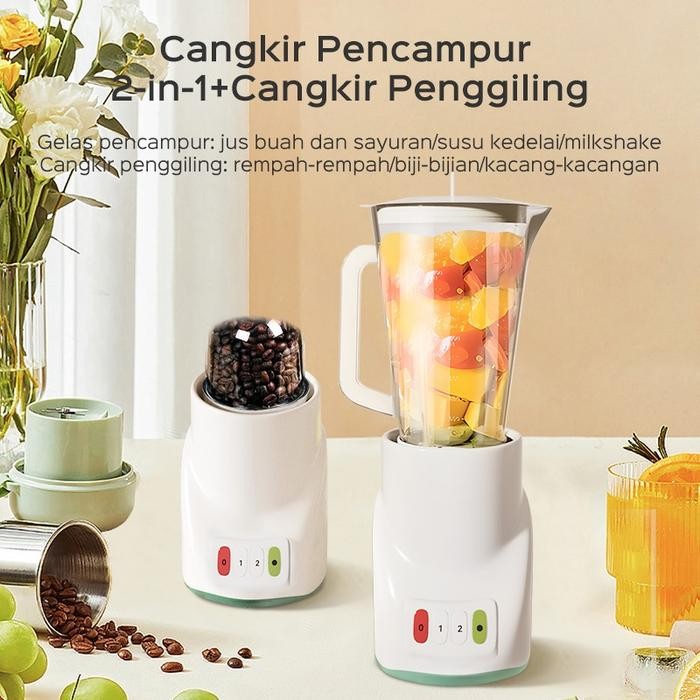 HAN RIVER Blender Duo 2in1 Buah dan Bumbu Blender Jus Multifungsi Alat Peras Juice 1Liter