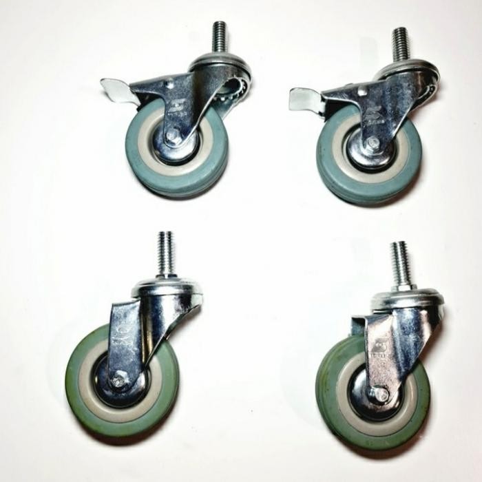 roda karet tusuk drat roda troli abu abu 3 inch ( 2putar 2rem)