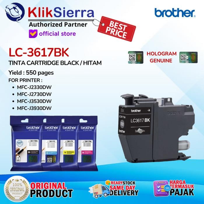 Ready BROTHER Tinta LC3617 LC-3617 BKCMY LC3617BK LC-3617BK Hitam LC3617C LC-3617C Biru LC3617M
