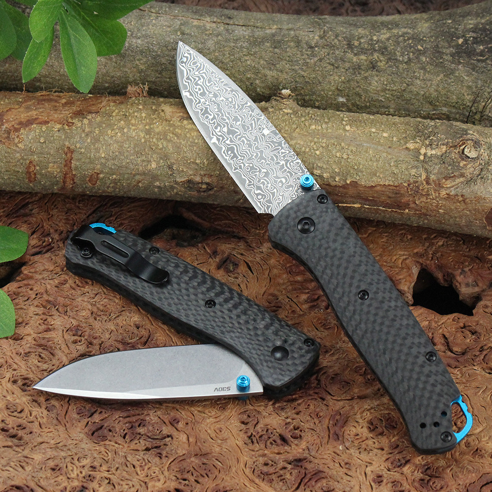 BM 535 Folding Tactical Knife Damascus Steel Blade Bugout Knife Carbon Fiber Handle Pocket Outdoor