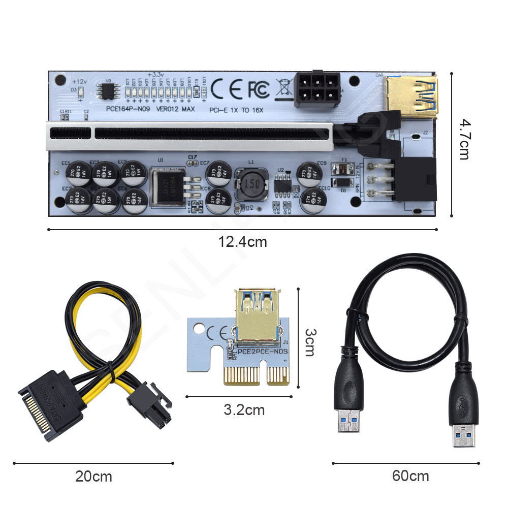 1PCS Newest USB 3.0 PCI-E Riser VER012 Max V013 PRO V014-PRO VER 003 Express 16x Extender Adapter Ca