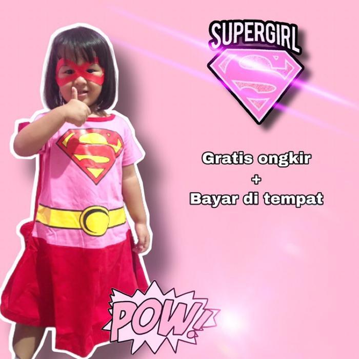 KOSTUM SUPERGIRL PINK ANAK PEREMPUAN / DRESS KOSTUM SUPERGIRL