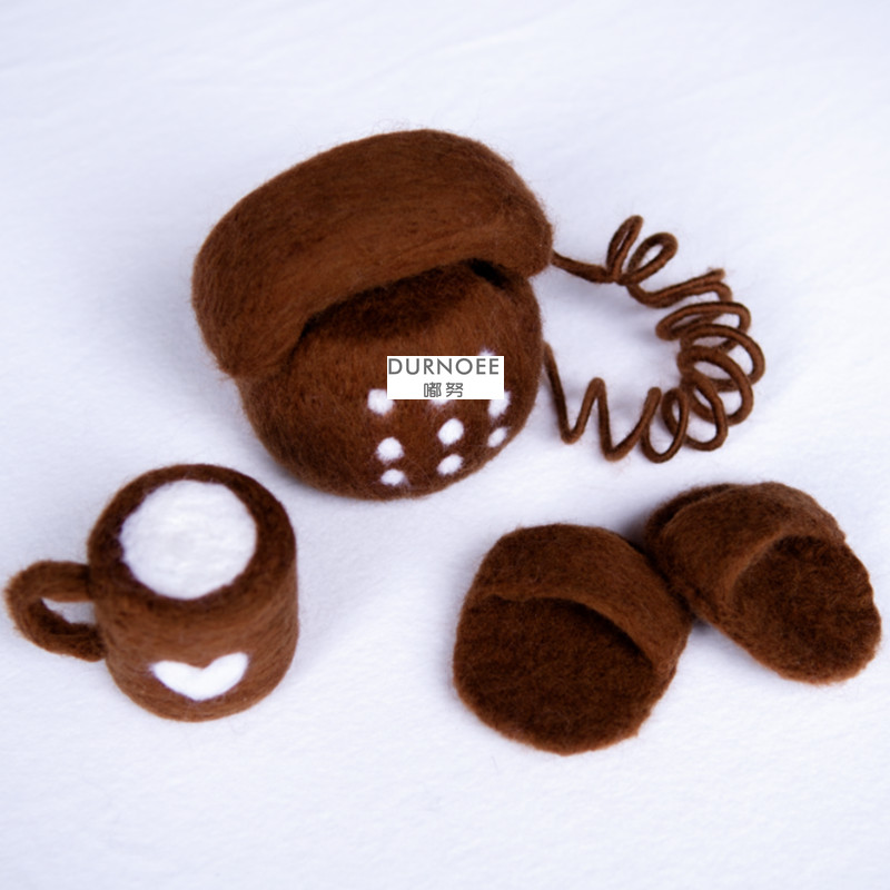 Newborn Photography Props Wool Felt Doll Mini TelePhone Handmade DIY Felting Kit Accessories Baby Ph