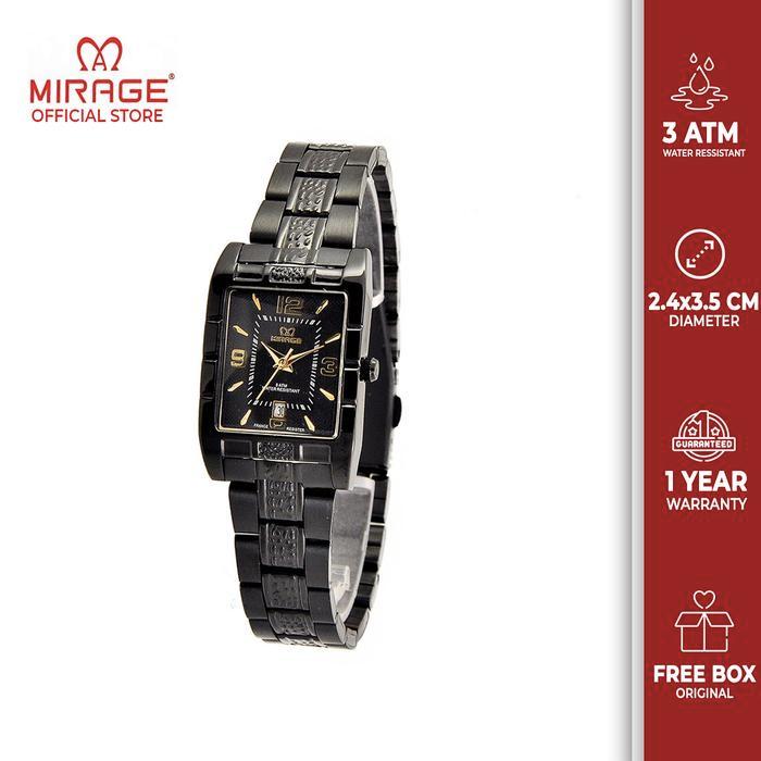 JAM TANGAN WANITA MIRAGE ANTI AIR 8461L FULL BLACK