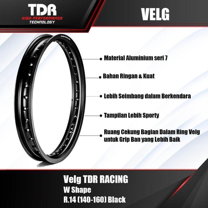 Velg Velk Peleg Rim Tdr Racing Ukuran 140 - 160 - 185 - 215 - 17 Hitam Black W Series Ring17 By Tdr