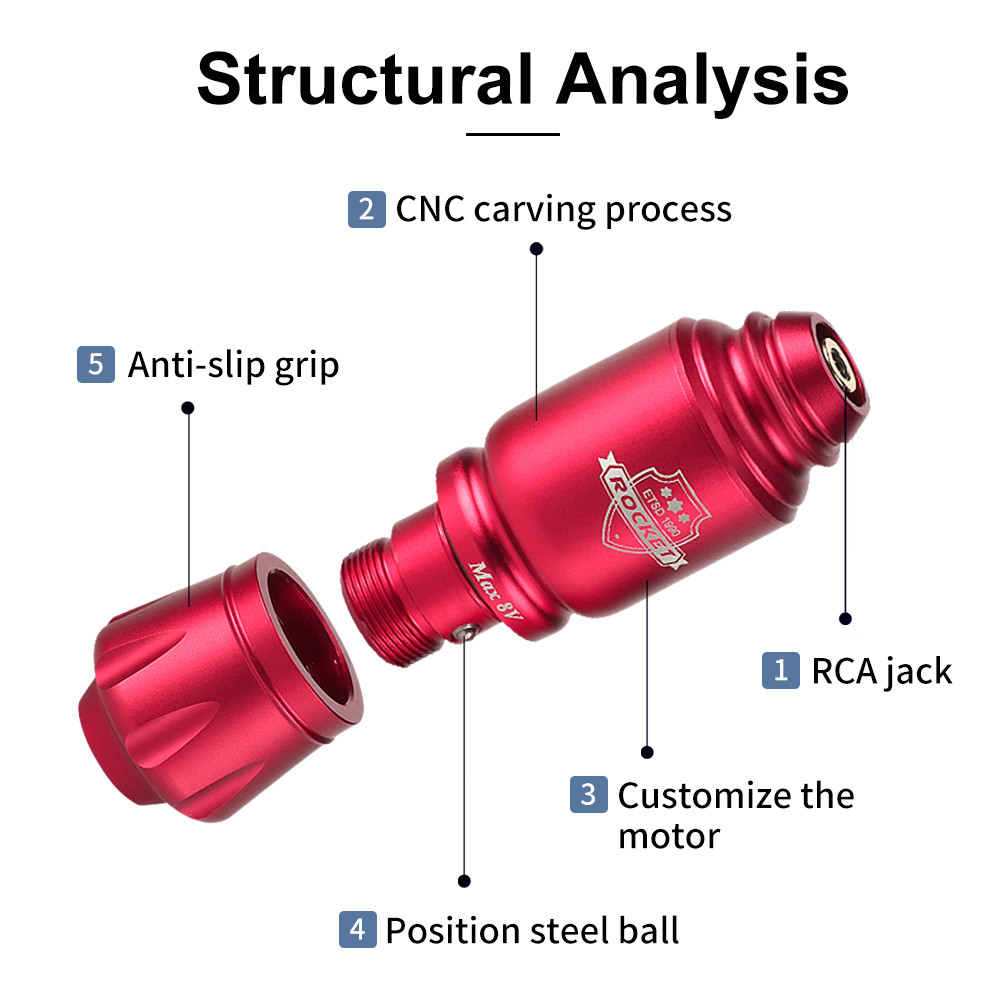 Mini Rocket Tattoo Machine Set Wireless Tattoo Power Supply RCA Interface Professional Rotary Tattoo
