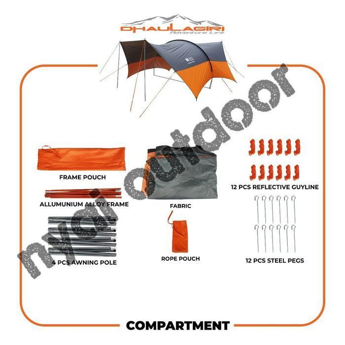 Awning Tiang Flysheet Set Canopy Dome Tenda Dhaulagiri Camping