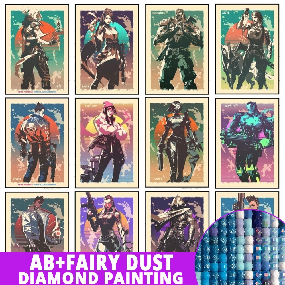 AB Fairy Dust Diamond Painting Jeu En Ligne Valorant Jett Valorant 5D Full Embroidery Mosaic Cross S