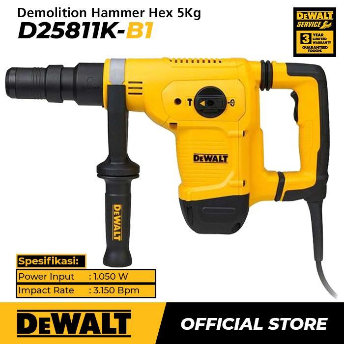 Dewalt Demolition Hammer / Bor Bobok Beton 1050Watt HEX 17 D25811K