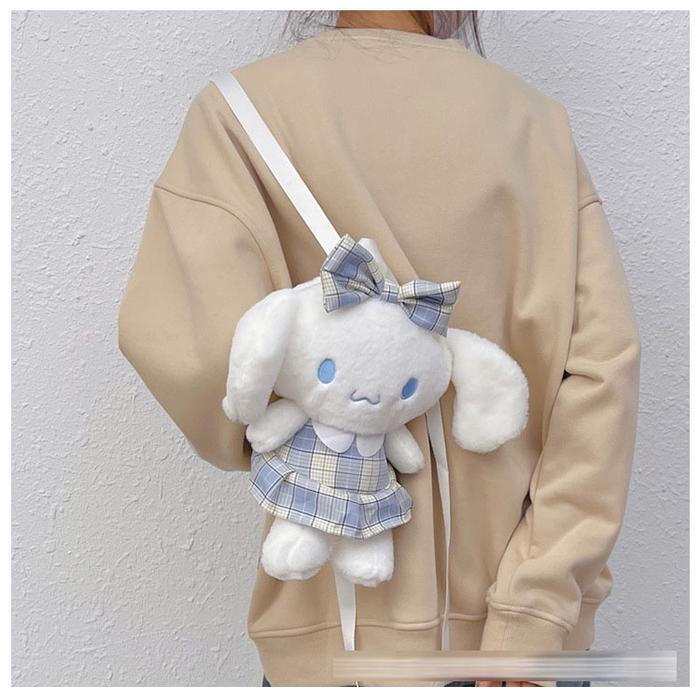 PROMO (COD) TAS RANSEL CINNAMOROLL TARTAN Tas boneka tas ransel wanita cinnamoroll Iucu Fashion