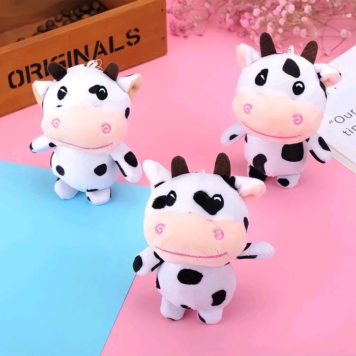 TERUJI Boneka Sapi Gantungan Tas Boneka Karakter Hiasan Tas Gantungan Tas Lucu Gantungan Kunci