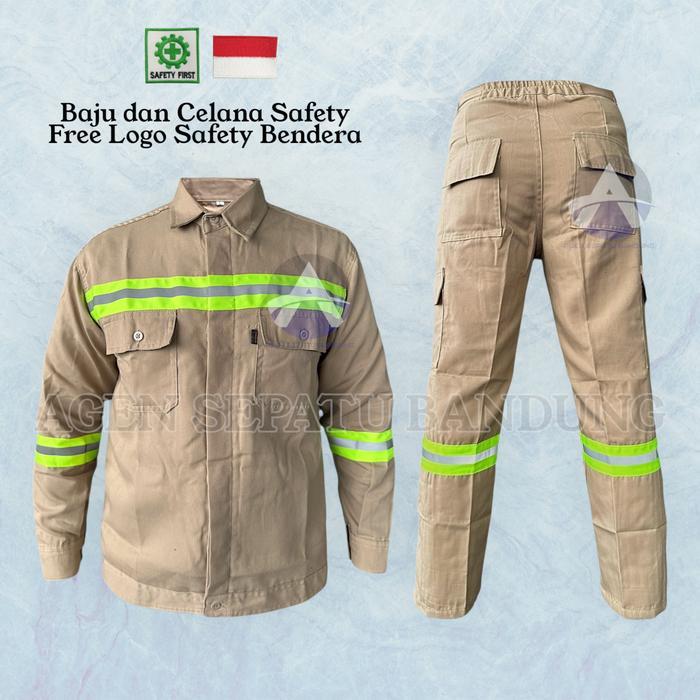 SETELAN Wearpack Safety Baju Safety Baju Kerja Bordir K3 dan Bendera Indonesia