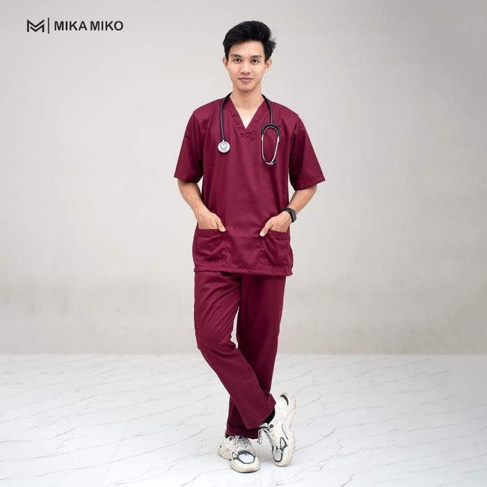 Official Mikamiko - Baju Oka Perawat [Gratis Bordir Nama] Ok Lengan Pendek Stenen Dokter Bidan Medis