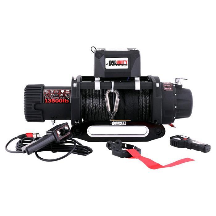 BERKUALITAS Winch Mobil Offroad 4WDUNITY 12V 13500LBS Tali Plasma Winch 13500LBS Plasma 12V Winch