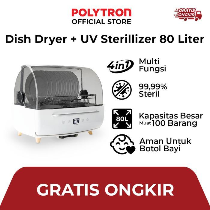 Polytron Kitchenmate Dish Dryer Uv Sterilizer Botol Bayi Rak Pengering Piring 80 Liter - Pdd 801Uv