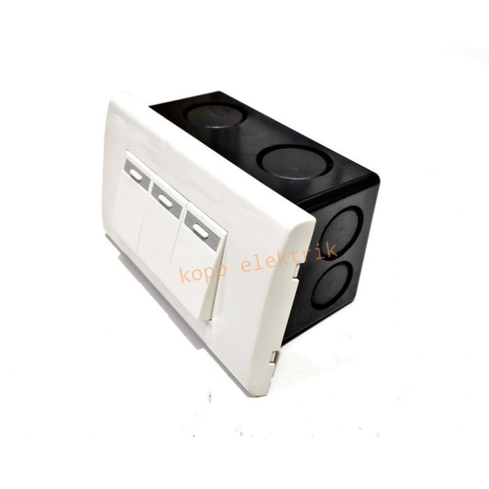NEW Saklar Triple Panasonic Model Panjang Tanam Set + Inbow Dus Panjang Panasonic