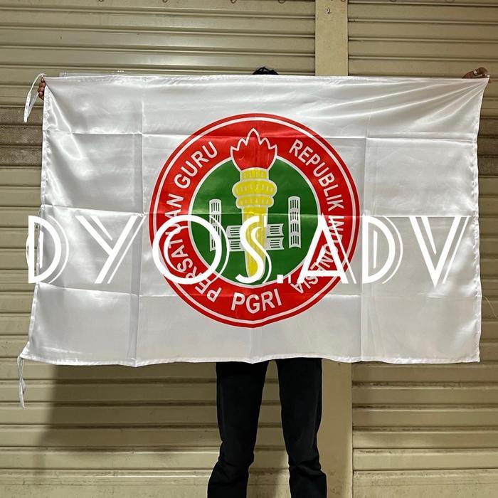 Bendera PGRI 90x135 cm sablon bahan satin Terlaris