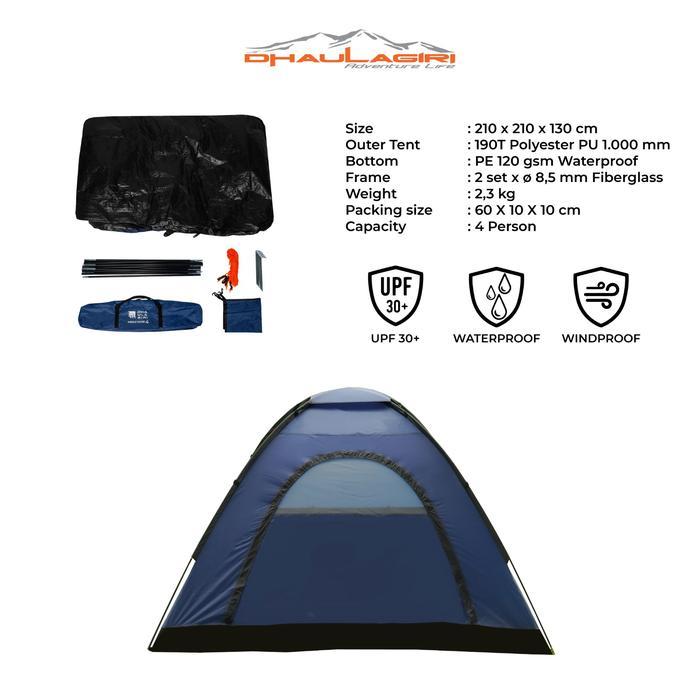 Tenda Dhaulagiri Single Dome - Single Dome Tent Kapasitas 4 Person - Tenda Single Layer - Tenda