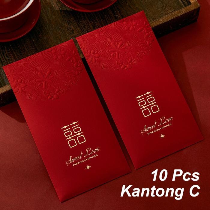 10Pcs Angpao Pernikahan Premium Tebal Kertas Keras Foil Emas Untuk Uang Hadiah 2 Juta Rupiah