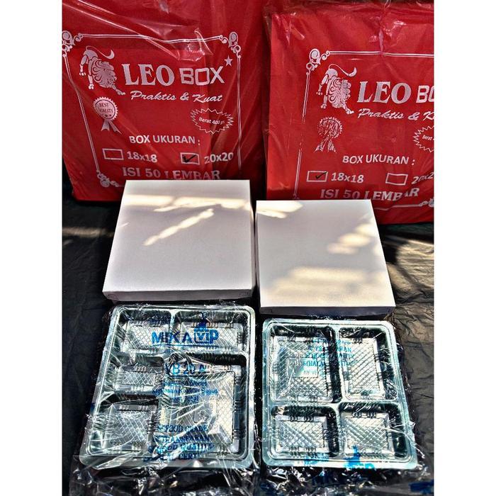Ada Stok KOTAK NASI/NASI KOTAK/DUS MAKANAN POLOS 18X18 DAN 20X20 CM LEO MERAH 400 GSM SUPER TEBAL