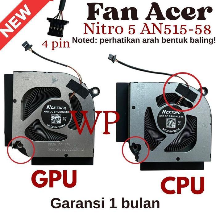 Ada Stok Fan ACER Cooling Fan Kipas Laptop Nitro 5 AN515-58 An515-46 PH317-55 An515 58 51R3
