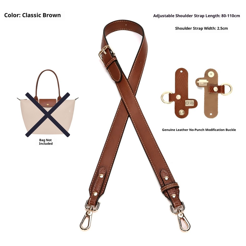 Leather Bag Shoulder Strap for Longchamp Pouch Short Handle MOCHA Small Bag Modification Without
