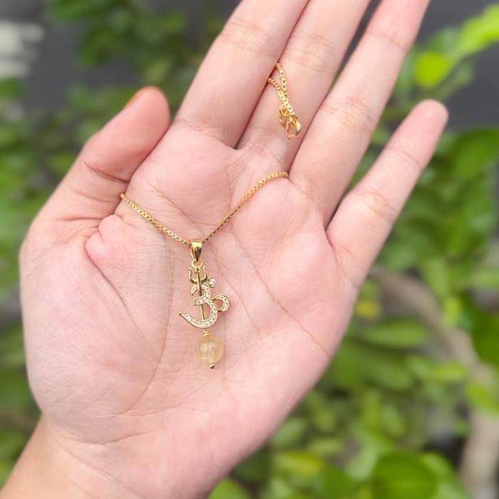 Virlokina- Kalung + Liontin Omkara / Ongkara / Swastika Hindu Titanium Bali Jewellery Terbaru 