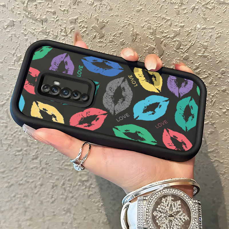 Casing Hp untuk OPPO Reno 2F Reno 2Z Case Bekas Bibir Warna-warni Kasing Anti Cepat Rusak silikon Ce