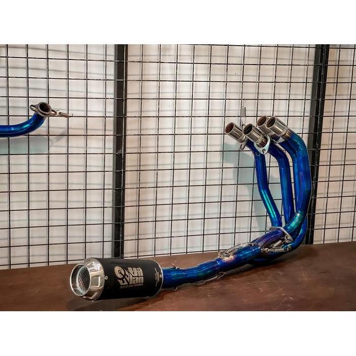 Knalpot villan zx1 full system zx25r header biru