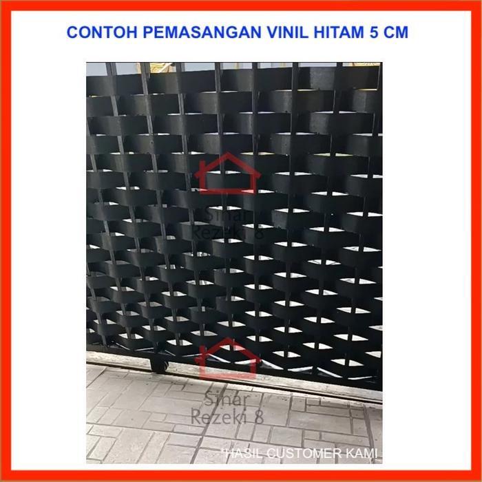 READY 50 mm Edging HITAM / Vinil Vynil Dof Dop PVC Edging taco Plimir Roll Anyaman Pagar Pager