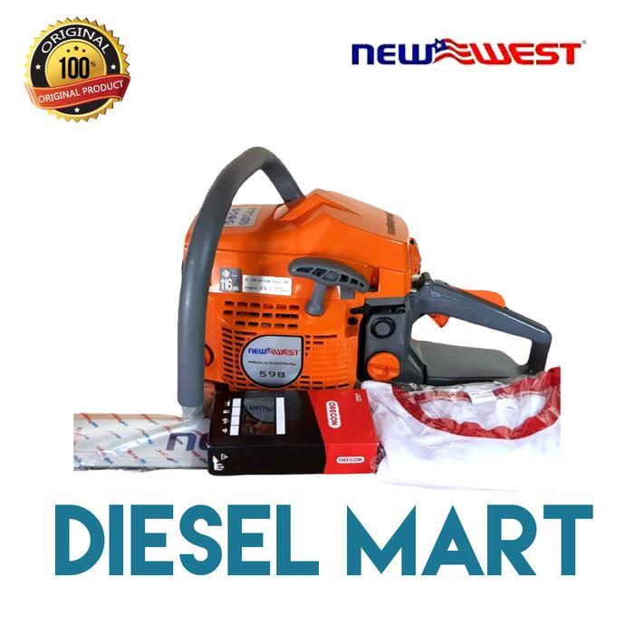 CHAINSAW NEW WEST 598 X BAR LASER 20" MESIN POTONG KAYU BAR POLOS