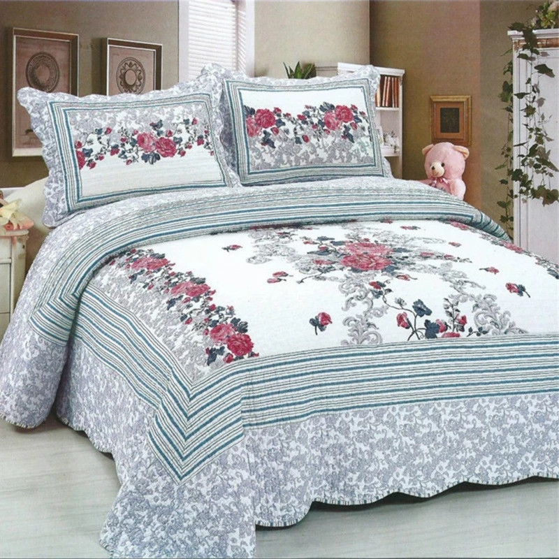 Handmade Quilted Bedspread Set, 100% Cotton, Patchwork Duvet, Linen Blanket, Cubrecam Bed Cover,