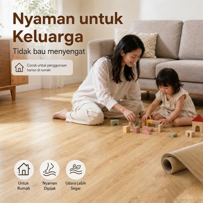 Pengiriman hari iniKetebalan 1.0 mm Karpet Lantai Motif Kayu / Karpet Lantai Roll Vinyl Roll/ Vinyl