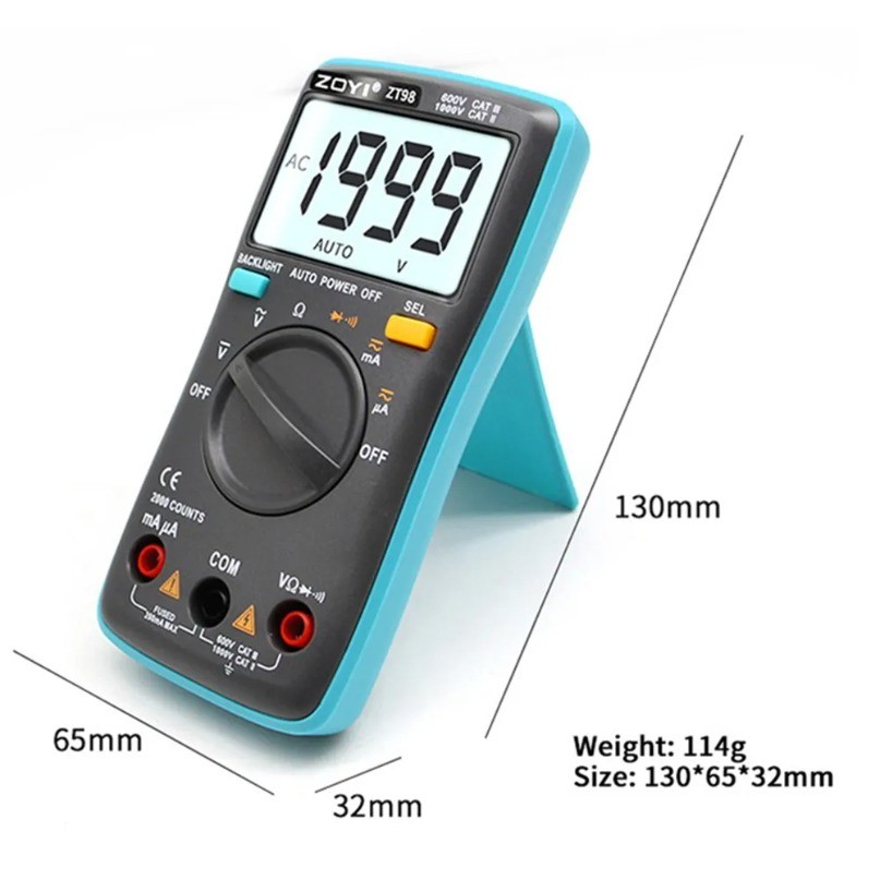 NEW ZOYI ZT98 ZT100 ZT101 ZT102 ZT102A Digital Multimeter True RMS Backlight AC DC Voltage Current