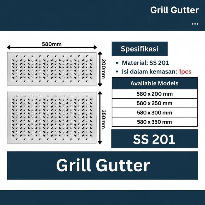 Terlaris Grill Gutter Stainless/ Gutter Grating / Grating Stainless / Cover Penutup Drainase 580x200
