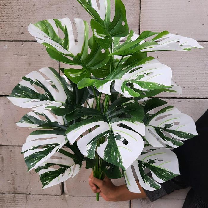 Tanaman Artificial Monstera Variegata 18 Cabang Artificial(Belum Termasuk Pot) Plastik